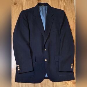 Vintage Izod Lacoste Navy Blue Blazer with Gold Buttons